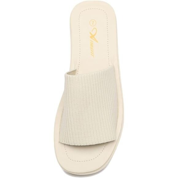 Athlefit Women's Slip On Platform Sandals Comfortable Open Toe Flatform Chunky - Picture 5 of 7